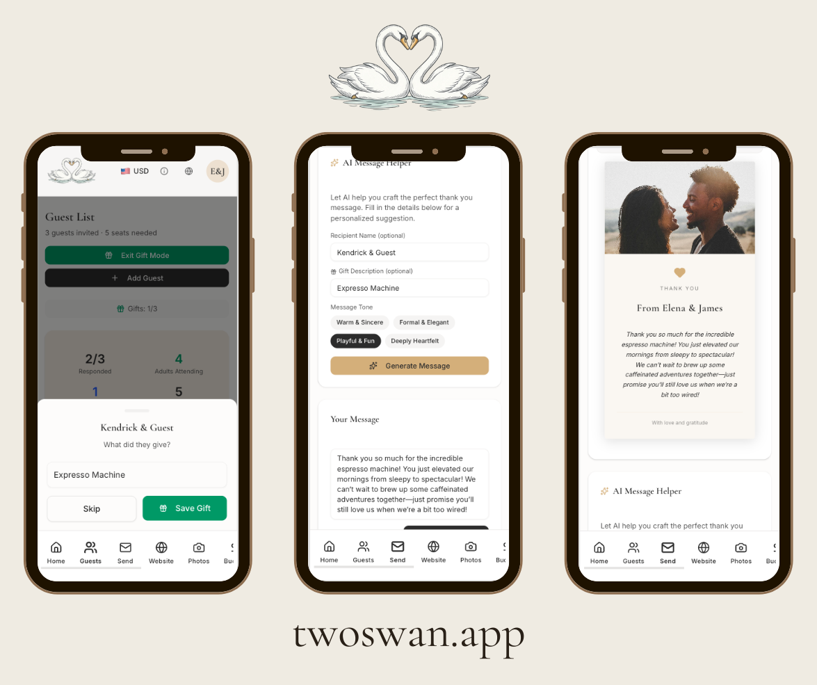 Gift recording with AI-generated personalized thank-you card